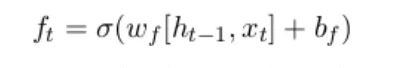 Forget gate equation